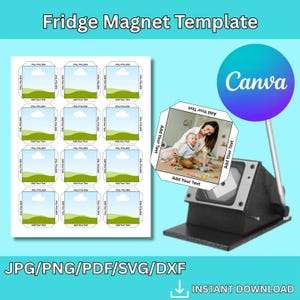 2x2 Photo Fridge Magnet Template: DIY Custom Design (Canva Editable, Digital Download