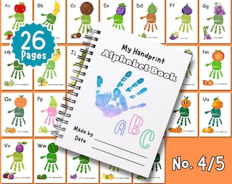 Handprint Alphabet Book Template, DIY Printable Craft for Kids, Fun Preschool Activity, Kindergarten Project