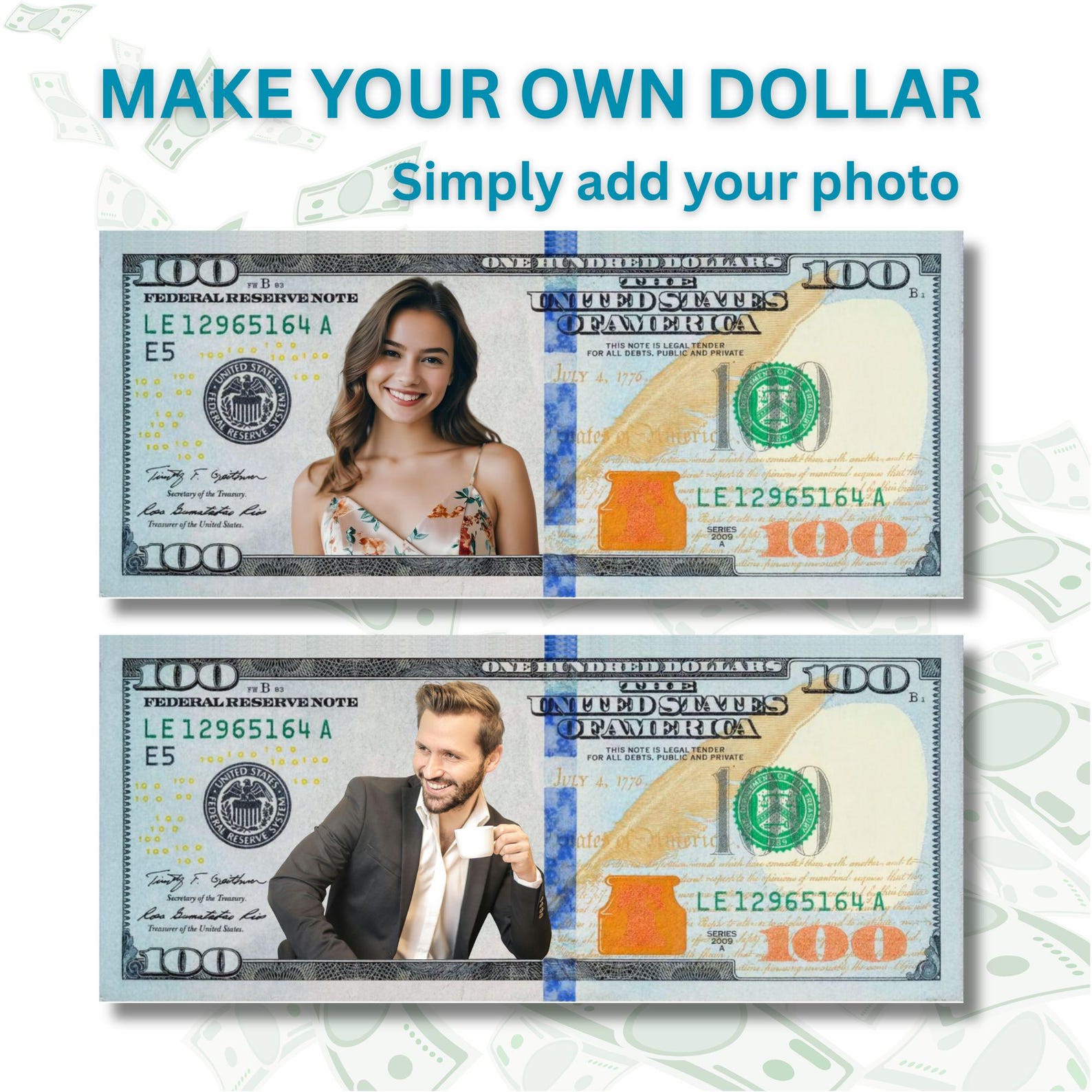 100 Dollar Bill Template, Customizable Canva Money, Editable Design ...