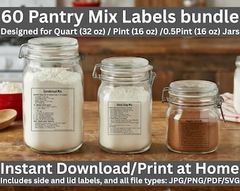 Digital Products Meal Planner - Printable Pantry Labels and Recipe Organizer for Kitchen Organization