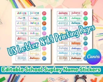 Custom School Supply Name Stickers, Waterproof Kids Labels