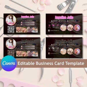 Nail Tech Business Card Template with Logo: Customizable Branding (Digital Download)