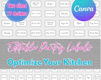 Editable Spice Jar Labels Template, Vintage Kitchen Organization (Digital Download)