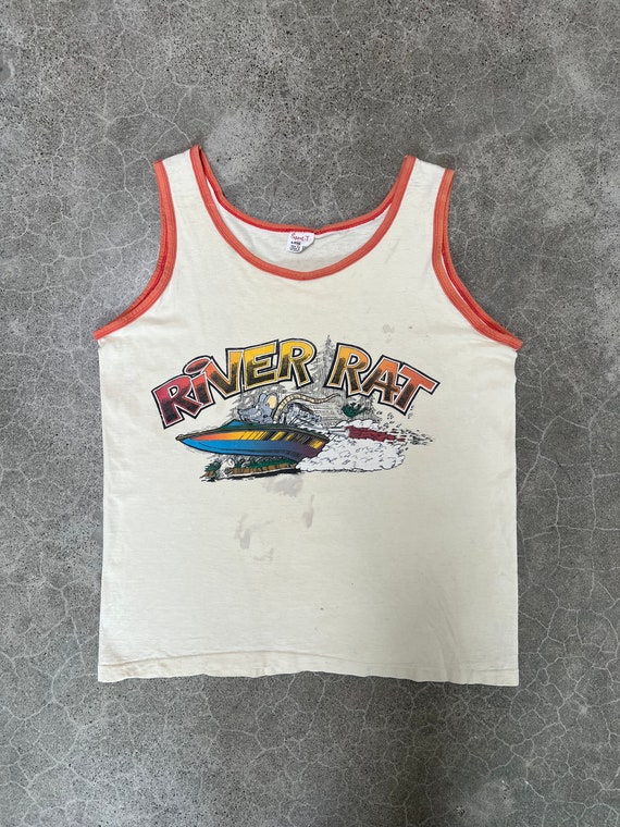 Vintage 1970s River Rat Graphic Tank Top by Stedm… - image 2