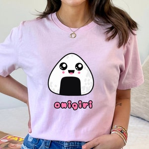 Maglietta con polpette di riso giapponesi Onigiri Kawaii Oishii T-shirt unisex in jersey