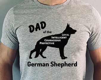 German Shepherd Dad Shirt, Silhouette of Loyal Intelligent Courageous Protective Dog Unisex Jersey Tee