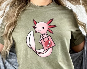 Kawaii Axolotl Shirt Mysterious Cute Marine Animal Unisex Jersey Tee