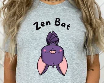 Zen Bat Shirt Kawaii Cute Bat in Meditation Unisex Jersey Tee