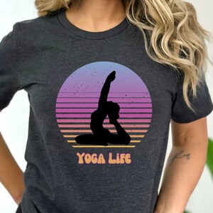 Yoga Life T-Shirt with a Retro Sunset and Yogi Silhouette