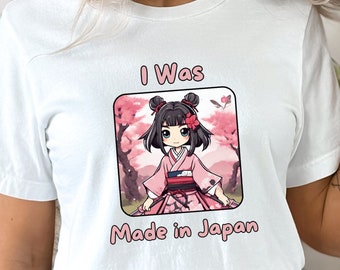 I Was Made in Japan Shirt Kawaii Samurai Girl Sakura Cherry Blossoms Tshirt Unisex Jersey Tee