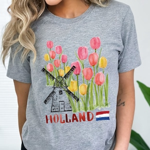 Holland T Shirt Tulip Amsterdam T Shirt Dutch Windmill T Shirt