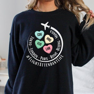 Sudadera de asistente de vuelo, Tokio, Londres, París, Roma, Pekín, Manila, tripulación de aerolínea, asistente de vuelo, viajes, avión