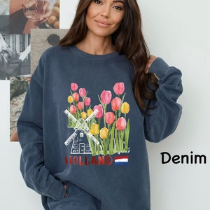 Holland Tulip Netherlands Amsterdam Dutch Windmill Unisex Garment-Dyed Sweatshirt Comfort Colors 1566