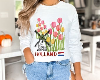 Holland Tulip Amsterdam Dutch Netherlands WindmillUnisex Heavy Blend™ Crewneck Sweatshirt
