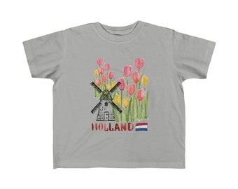 Holland Toddler Kids T Shirt Tulip Amsterdam Tee Dutch Windmill Shirt
