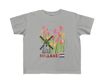 Holland Toddler Kids T Shirt Tulip Amsterdam Tee Dutch Windmill Shirt