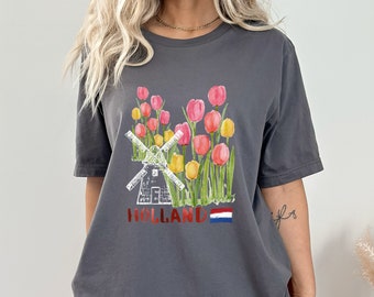 Holland T Shirt Tulip Amsterdam T Shirt Dutch Windmill T Shirt Unisex Jersey Tee