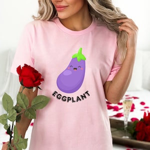 Süßes Aubergine Shirt Kawaii Unisex Jersey Tee