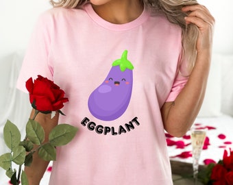 Cute Eggplant Shirt Kawaii Unisex Jersey Tee