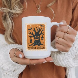 Spooky Season Halloween Mug, Vintage Haunted Tree Coffee Cup, Cute Autumn Gift Idea, Fall Aesthetic Ceramic Mug 11 oz 15 oz, Perfect Gift