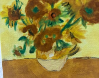 Sonnenblumen wie Vincent benutzerdefinierte Miniaturmalerei 10x10 auf Staffelei
