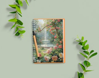 Fuente de agua para jardín floral - Línea reglada Cuaderno de espiral