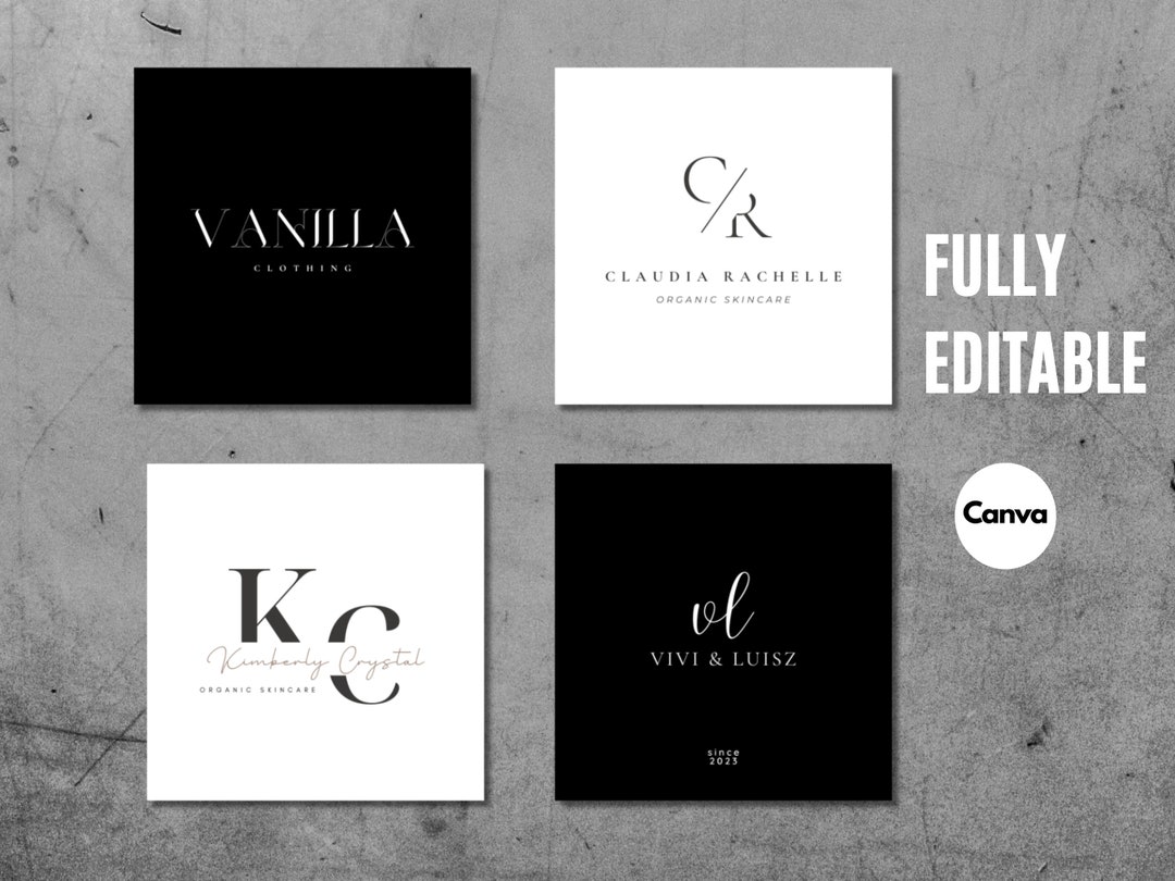 Editable Logo Design Template Black and White, Canva Business Logo ...