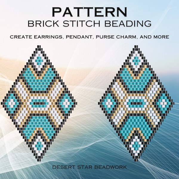 PDF Brick stitch beading pattern - Instant download - geometric Southwest Native American style - earrings, pendant, key chain