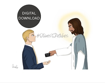 LDS Missionary with Jesus - Elder #1 - Personalized name tag!