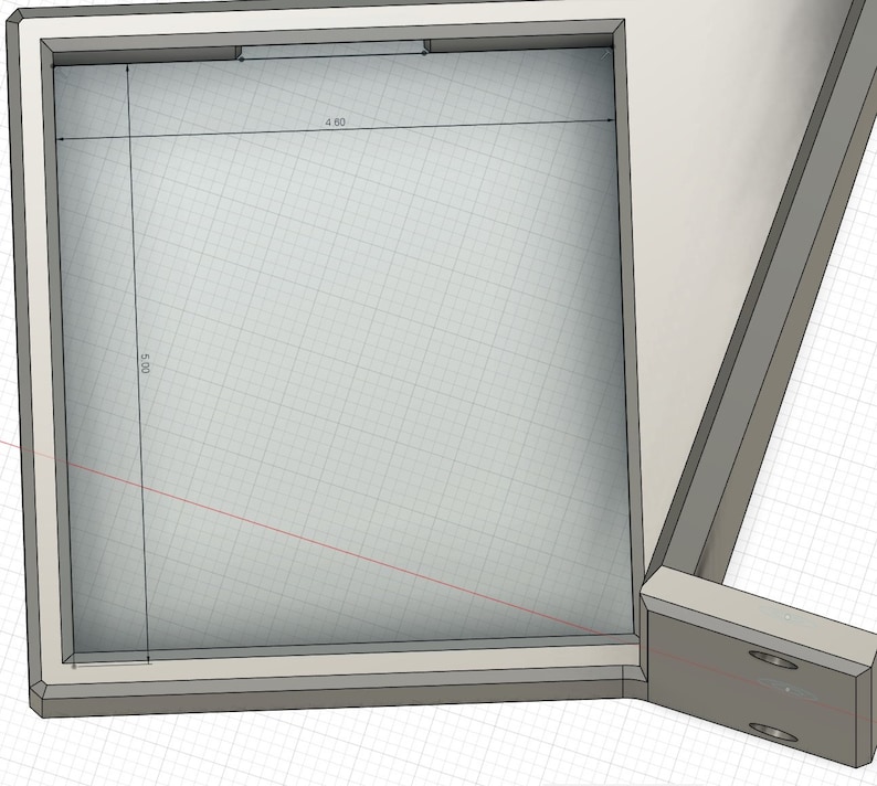 May include: A 3D rendering of a rectangular frame with a grid pattern inside. The frame is gray with a white border. The dimensions are labeled as 5.00 inches by 4.80 inches.