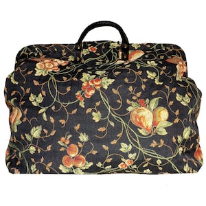 Red Fruit & Vines Woven Tapestry Carpet Bag