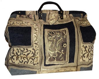 Blauw-gouden patchwork chenille tapijttapijttas