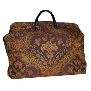 Plum Floral Medallion Woven Tapestry Carpet Bag