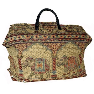 Elephants on Parade Chenille Tapestry Carpet Bag
