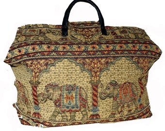 Elephants on Parade Chenille Tapestry Carpet Bag