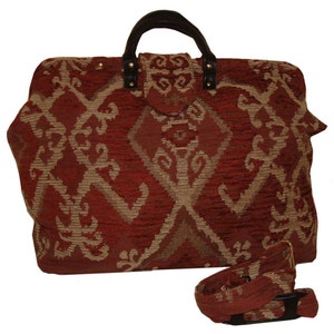 Tan & Brick Red Kilim Chenille Carpet Bag