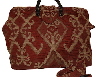 Tan & Brick Red Kilim Chenille Carpet Bag