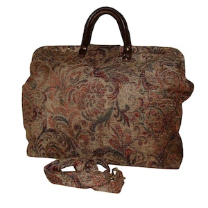 Red & Green Swirling Floral Chenille Carpet Bag