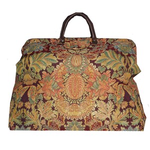 Burgundy Floral Medallion Tapestry Carpet Bag image 3