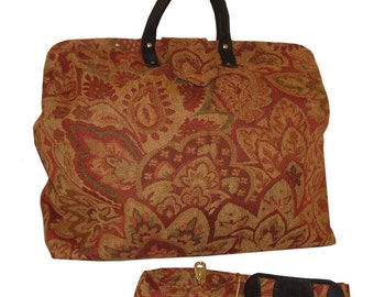 Rose Floral Chenille Tapestry Carpet Bag