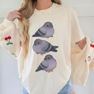 kawaii pigeon shirt cute bird lover tee pastel animal graphic top cozy cottagecore outfit soft girl tshirt kawaii aesthetic clothing for her