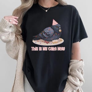 Pigeon birthday shirt funny pigeon cake tee cute party animal top kawaii foodie shirt silly animal lover shirt aesthetic gift for her tshirt