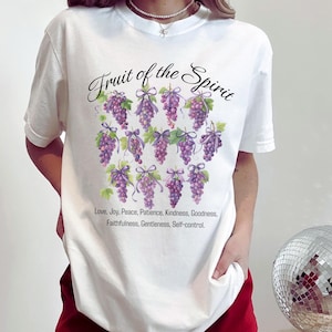 Fruit of the Spirit Christian Shirt Bible Verse Graphic Tee Faith Based T Shirt Spiritual Gift Jesus Inspired Apparel Religious Trendy Shirt