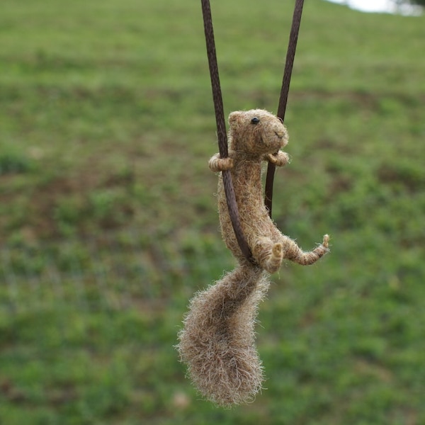 Tiny Red Squirrel Necklace - needle felted