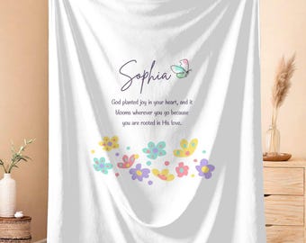 Inspirational Name Blanket Personalized Gift for Mom Women
