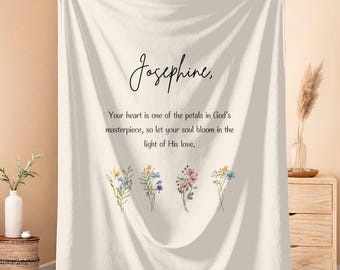 Personalized Floral Blanket Custom Name Cozy Throw Gift