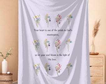 Christian Floral Blanket Inspirational Faith Gift for Women