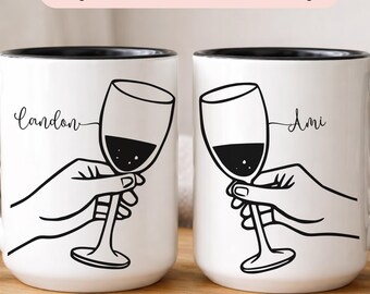 His and Hers Mugs Personalized Coffee Cups Romantic Couple Gift