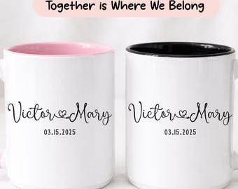 Personalized Couple Name Mug Romantic Anniversary Gift Coffee Cup