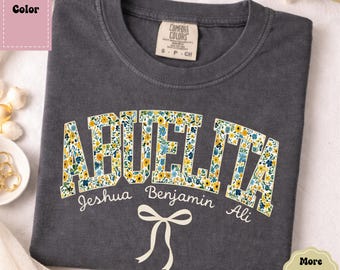 Personalized Grandma Shirt Comfort Colors Gift, Floral Grandma Shirt Custom Names, Mimi Nana Abuelita Gift Mothers Day